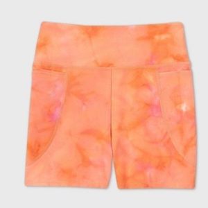 High waisted tie dye biker shorts 4’’, orange M